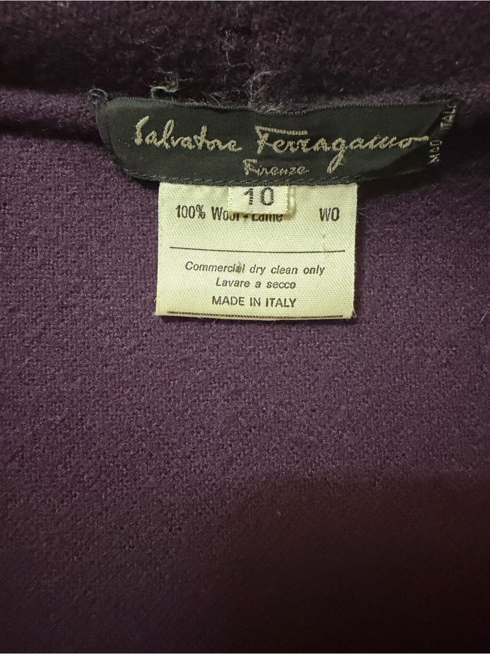 Vintage Salvatore Ferragamo Purple Wool Double Breasted Coat Made In Italy Sz 10 - Picture 10 of 13